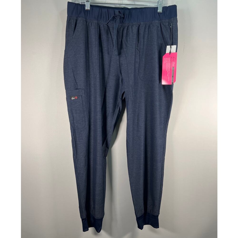 NWT Koi Lite Fierce Jogger, Drawstring Cargo Scrub Pants Size Large Petite, Navy